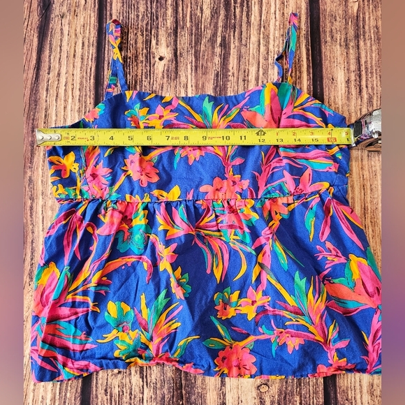 J. Crew Size 12 Tie-back Strappy Tropical Floral Print Tank Adjustable Straps - Picture 7 of 11